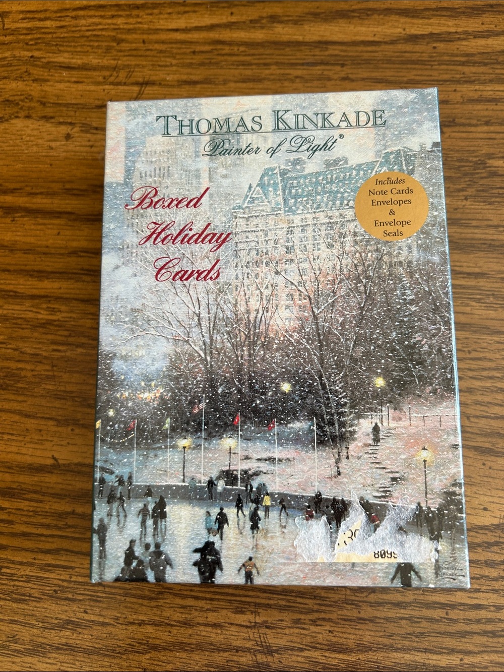 Thomas Kinkade Boxed Holiday Cards – Skating in the Park Scene (Multi-color)